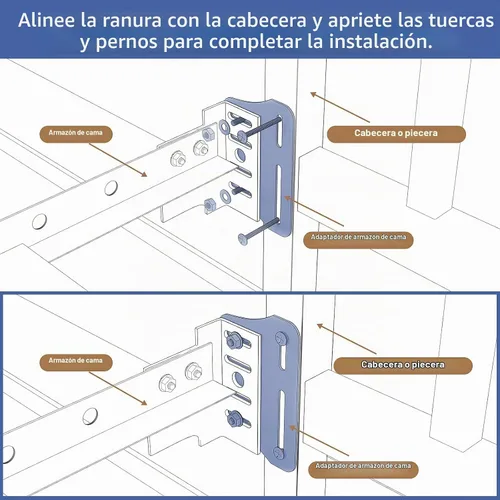 Vista 3 de 2 adaptadores de marco de cama para cabecero, placa de modificación de cama Queen, adaptador/conector, kit de adaptador de cabecera resistente