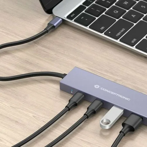 Vista 6 de Hub USB Conceptronic HUBBIES13G Gris (1 unidad)