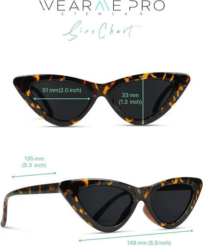 Vista 5 de WearMe Pro Lentes de sol tintados con diseño ojo de gato estilo retro vintage