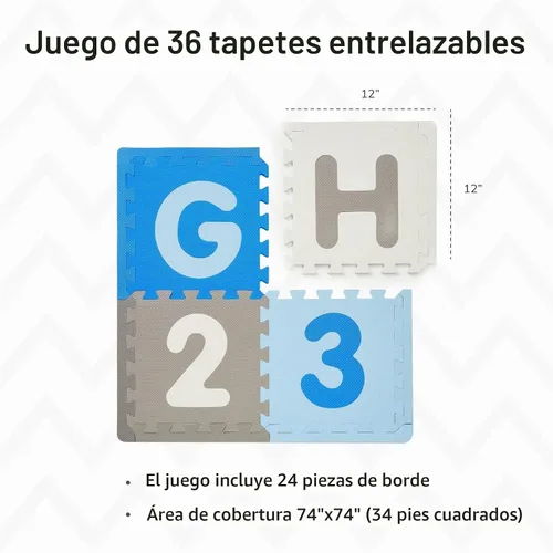 Vista 3 de Tadpoles - Juego de alfombrillas ABC de 36 piezas de espuma blanda de EVA, NULL