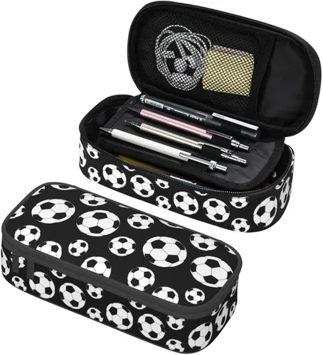 Vista 14 de Estuche de lápices con textura de pelota de fútbol americano, bolsa de almacenamiento de gran capacidad, bolsas de papelería con cremallera, soporte