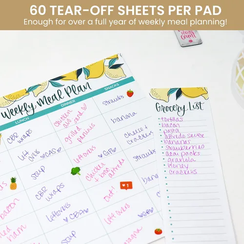 Vista 3 de bloom daily planners - Bloc de notas semanal para planificar las comidas con imanes para el refrigerador, incluye una «Lista de compras