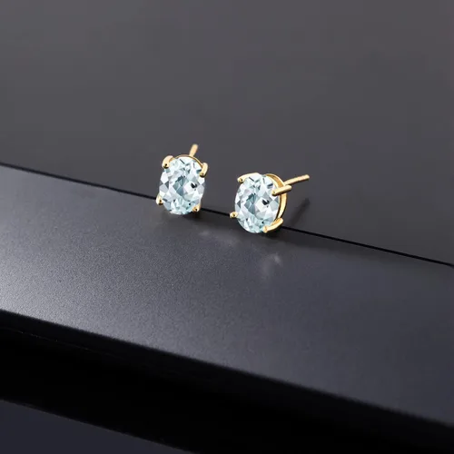 Vista 77 de Gem Stone King Aretes de oro de 14 quilates con piedra natal ovalada de 0.315 x 0.236 in Aretes de oro para mujer