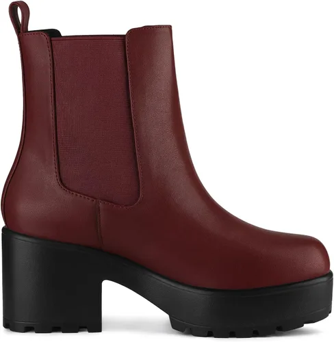 Vista 7 de Allegra K Botas de combate Chelsea con tacón grueso y plataforma para mujer, M