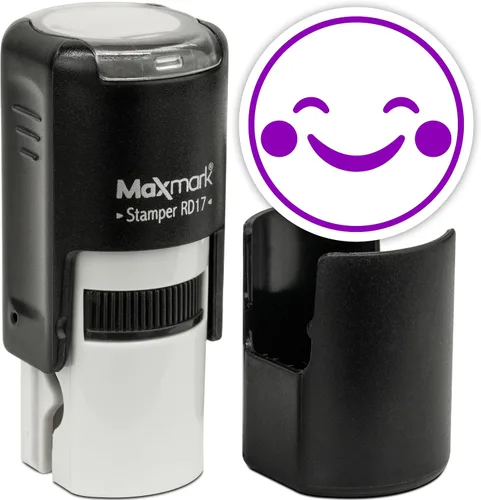 Vista 55 de MaxMark Sello de Emoji Autoentintado Redondo - Enojada - Tinta Negra
