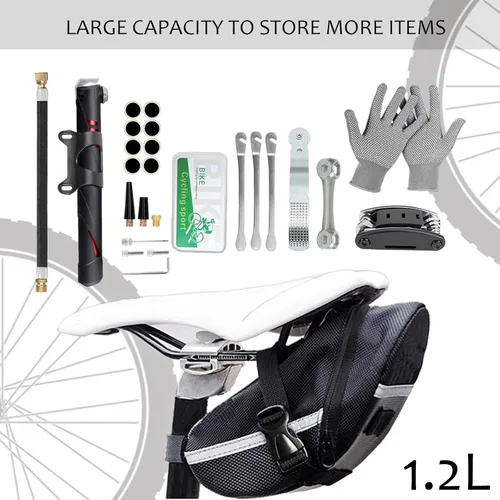 Vista 6 de Kit de herramientas de reparación de neumáticos de bicicleta y bomba de neumáticos de bicicleta, herramienta de bicicleta para el hogar, parches
