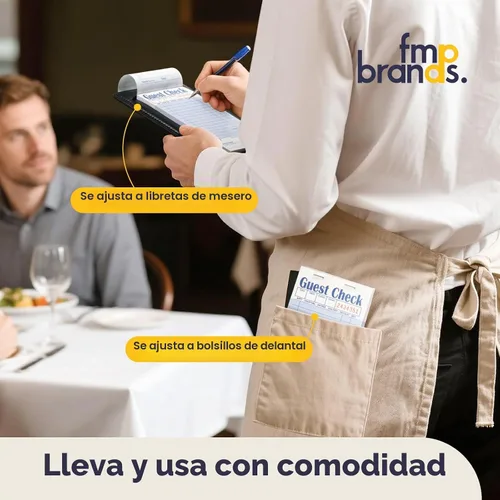 Vista 6 de FMP Brands Libros de cheques de invitados para servidores, papel de bloc de notas de servidor, total de 500 hojas (10 blocs), azul con recibo