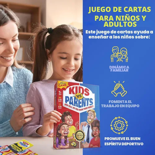 Vista 3 de Kids VS Parents - Un divertido juego familiar con iniciadores de conversación y desafíos divertidos - Juego de cartas para niños, adolescentes
