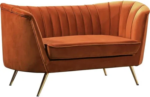 Vista 8 de Meridian Furniture Margo Collection Modern Sofá biplaza tapizado de terciopelo contemporáneo con acolchado de canal profundo y patas de acero