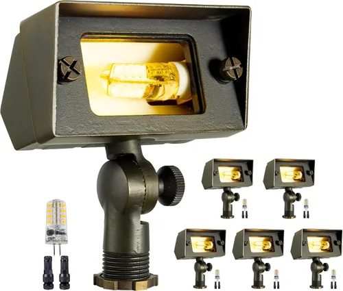 Vista 45 de Gardenreet Luz de Inundación de Latón Sólido - Iluminación de Lavado de Pared LED de Bajo Voltaje para Paisaje 12V, Impermeable IP65 para Exterior