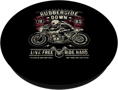 Vista 2 de Retro Cafe Racer Rubberside Down Motorcycle Race Design PopSockets Swappable PopGrip