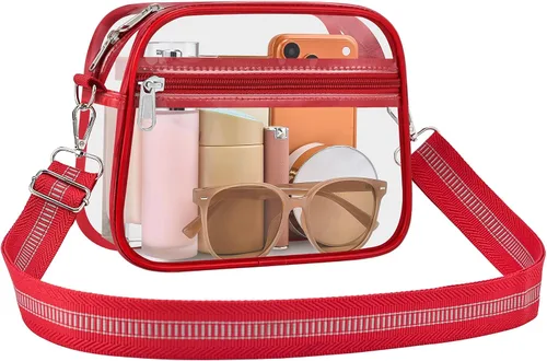 Vista 33 de Bolsa transparente para eventos de estadio, bolsa transparente para mujer, bolsa cruzada, correa de hombro ajustable para conciertos, deportes