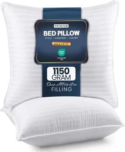 Vista 9 de Utopia Bedding - Almohadas de cama para dormir de tamaño estándar (blanco), juego de 2, calidad de hotel refrescante, para dormir de espalda, boca