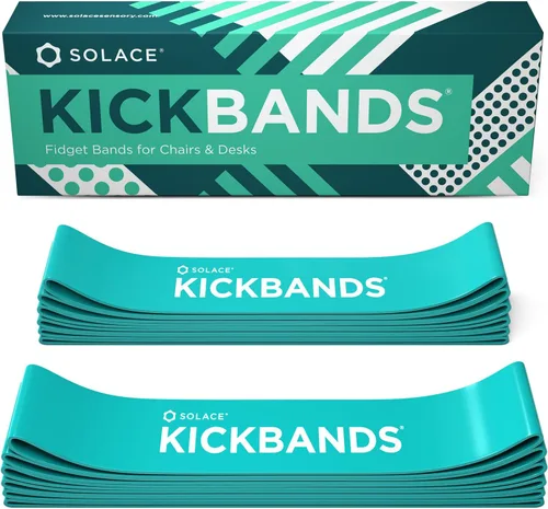 Vista 12 de KICK BANDS Bandas para sillas para niños con pies inquietos, paquete de 3 bandas para aliviar la ansiedad con TDAH para sillas y escritorios