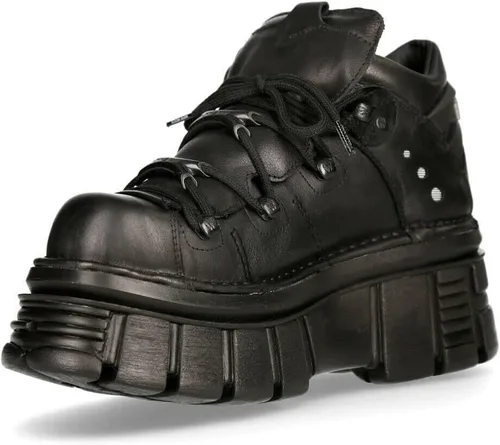 Vista 5 de New Rock 106N Tower - Botas de tobillo para hombre, 100 % piel, estilo gótico, estilo punk, a la moda