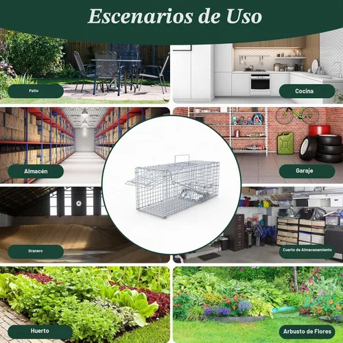 Vista 6 de Trampa para animales vivos de 25 pulgadas, jaula resistente para gatos