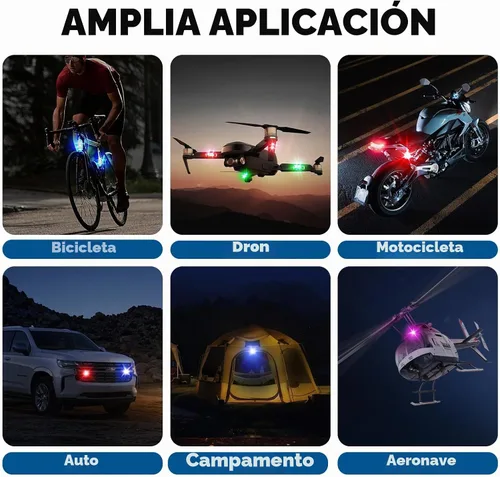 Vista 7 de 8 unidades de luces estroboscópicas LED inalámbricas con control remoto, 8 colores impermeables anticolisión, luz de advertencia LED de carga USB