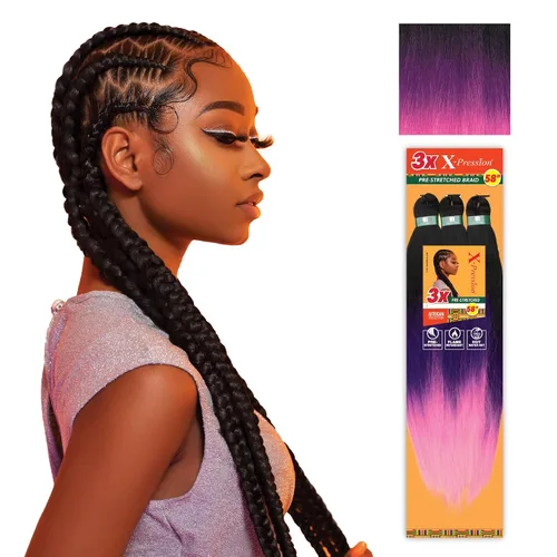 Vista 46 de Sensationnel X-Pression - Trenzas sintéticas prestiradas, 3 unidades, 58 pulgadas, negro azabache 1 Cabello trenzado, Kanekalon, ignífugo