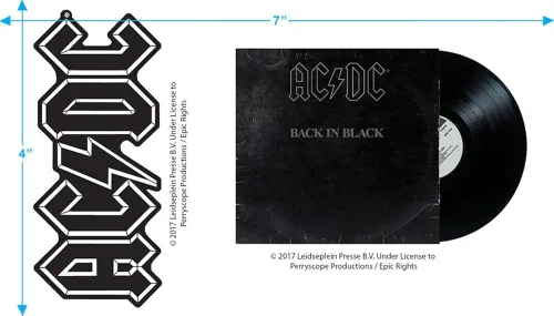 Vista 3 de Popfunk Classic ACDC Back in Black Logo Rock Album Camiseta de manga larga y pegatinas