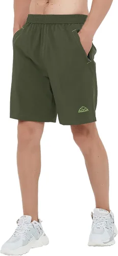 Vista 6 de TBMPOY Pantalones cortos de senderismo para hombre, 7 pulgadas, secado rápido, para gimnasio, deportes al aire libre, bolsillos cortos con cremallera