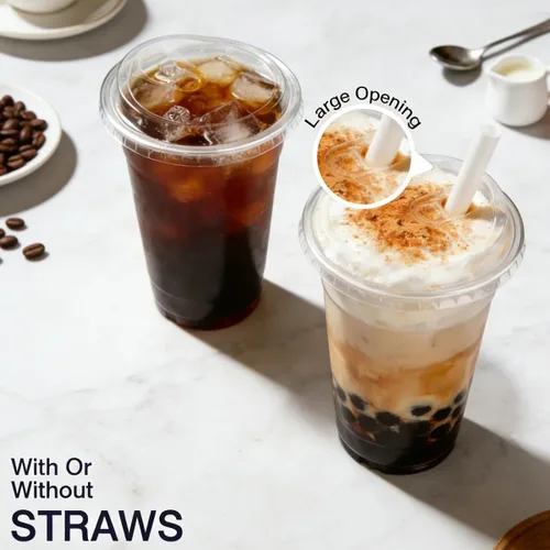 Vista 8 de ARTLYMERS Paquete de 100 vasos de plástico transparente de 16 onzas con tapas, tazas desechables para café helado con tapas para sorbos para bebidas