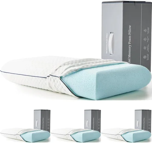 Vista 15 de WEEKENDER Almohada de espuma viscoelástica de gel, tamaño estándar, sensación firme media, soporte para cuello y hombros, para dormir de lado