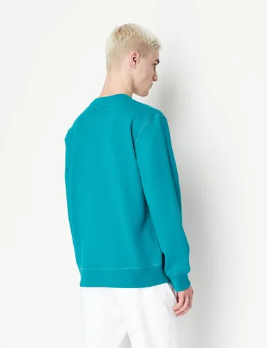 Vista 2 de AX ARMANI EXCHANGE Men's Organic Cotton Seasonal Basic Foil Lettering Crewneck Sweatshirt