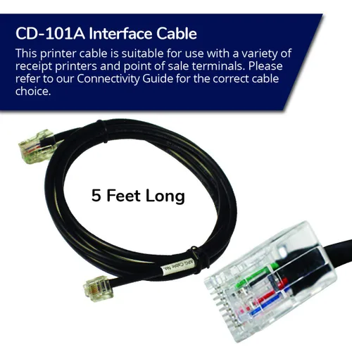 Vista 3 de APG Cable de interfaz de impresora CD-101A Cable para conexión de cajón de efectivo a impresora 1 x RJ-12 macho - 1 x RJ-45 macho Se conecta