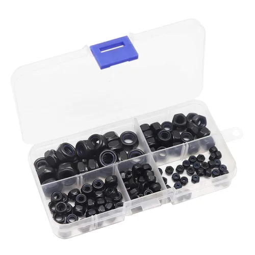 Vista 6 de binifiMux Kit surtido de tuercas hexagonales autobloqueantes insertadas de nailon negro, 130 piezas, M3/M4/M5/M6/M8 (paquete de 2)