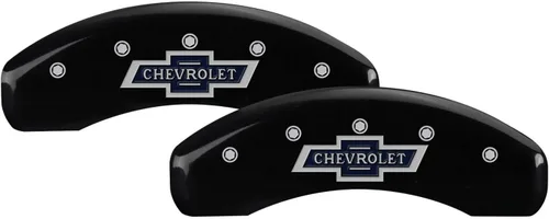 Vista 2 de MGP - Fundas de pinza de freno compatibles con Chevrolet Silverado, Tahoe, Suburban 2019-2025, acabado con recubrimiento en polvo negro, logotipo