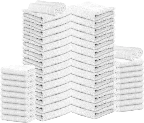 Vista 8 de Toallas de salón – Paquete de 50 toallas de mano negras 100% algodón Toalla de spa – 16x27 pulgadas Altamente absorbable Toallas faciales