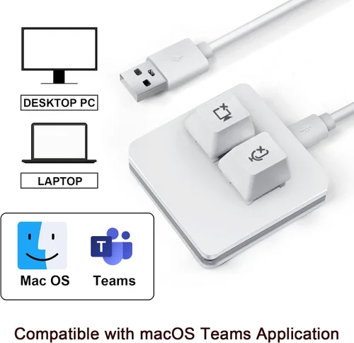 Vista 4 de Botón de silencio de reunión USB compatible con el botón de silencio de Microsoft Teams (sistema macOS)