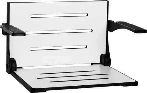 Vista 17 de Seachrome Silhouette Comfort Banco de Ducha Plegable de Montaje en Pared con Brazos, Asiento Negro con Marco Negro Mate Asiento negro con marco