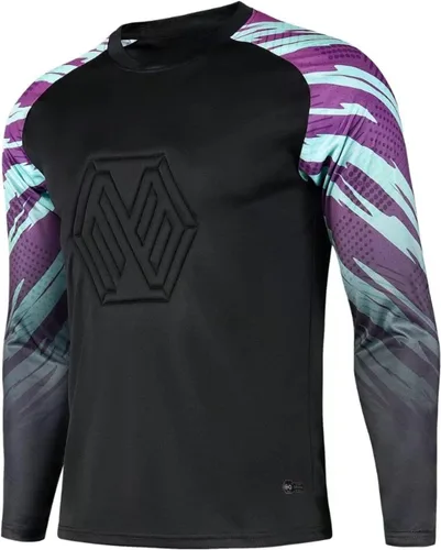 Vista 3 de Fldy Conjunto de camiseta y pantalones de portero acolchados para hombre para adultos y niños, camiseta de portero de fútbol de manga larga, kit