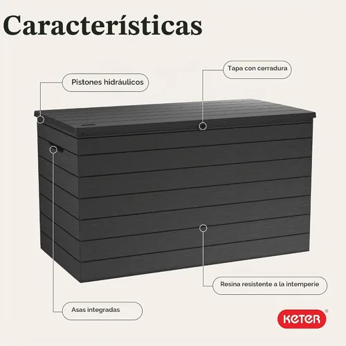 Vista 4 de Keter Astoria - Caja de almacenamiento exterior de 150 galones para Astoria Gris