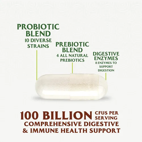 Vista 3 de Probióticos premium – 100 mil millones de UFC por porción – 10 cepas + prebióticos – El mejor suplemento para la salud intestinal para mujeres