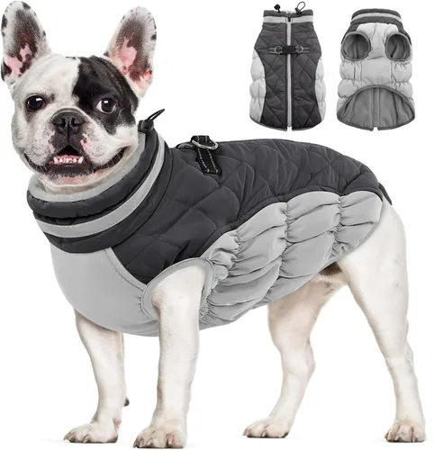 Vista 40 de AOFITEE Abrigo para perro, chaquetas cálidas para perros pequeños, abrigo de invierno para perros con arnés integrado, chaqueta de invierno