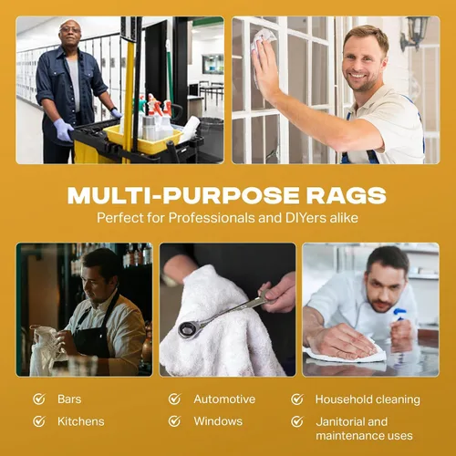Vista 3 de Terry - Trapos de limpieza a granel, 100% algodón, de secado rápido, absorbentes, reutilizables, paños multiusos para cocina, automóvil, baño