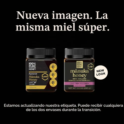 Vista 3 de Miel de Manuka UMF 10+ (MGO 261+) 100% Miel Pura de Nueva Zelanda - Certificada. Cruda, 8.8 Oz (250g)