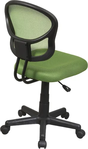 Vista 2 de OSP Home Furnishings Serie EM - Silla de trabajo sin brazos con respaldo de malla con asiento de tela acolchada y giro de 360 grados, color verde
