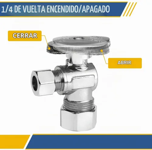 Vista 5 de Paquete de 4 válvulas de parada de compresión en ángulo GUOFIS, válvula de cierre de agua de 1/4 de vuelta