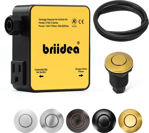 Vista 22 de Kit de interruptor de aire para eliminación de basura, desagüe de fregadero, eliminación de residuos largo, botón de aire de encendido/apagado
