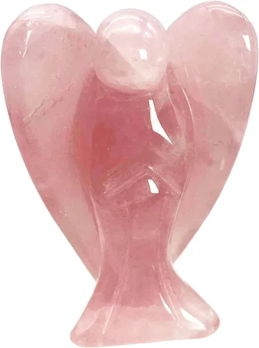 Vista 5 de Fekuar Piedra natural de ojo de tigre curativo, cristal curativo, estatua de ángel de la guarda, escultura de bolsillo de piedra de palmera