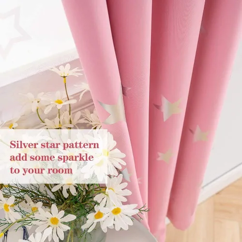 Vista 3 de Anjee - Cortinas opacas estampadas, Rosado