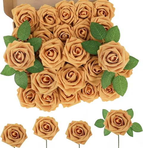 Vista 41 de MACTING 30 PCS Flores Artificiales Rosas Negras y Blancas Flores Falsas con Tallo Rosas de Espuma de Tacto Real para Boda Bola de Besos Ramillete