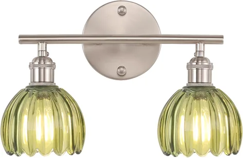 Vista 146 de Shenmoyl Lámparas de baño, lámpara de pared de 2 luces para tocador sobre espejo con pantalla de vidrio tulipán blanco para dormitorio, sala