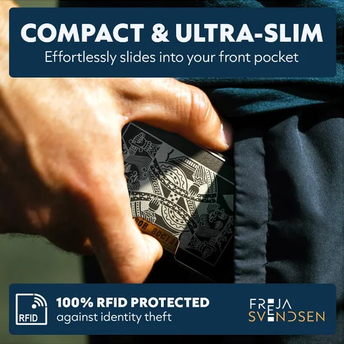 Vista 2 de Cartera de aluminio impresa 2.5D para hombres: clip delgado para dinero y tarjetero con barniz selectivo táctil. Bloqueo RFID mejorado, compacto
