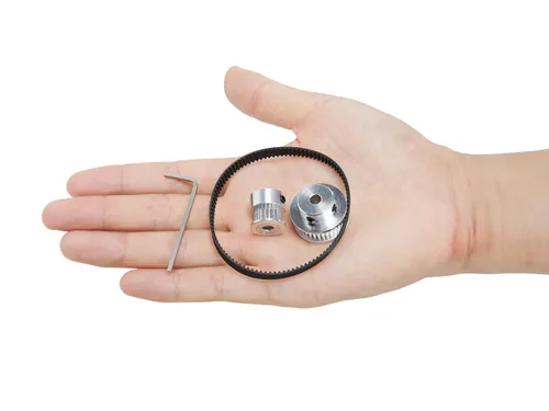 Vista 6 de Juego de 2 piezas 2GT Polea de distribución de aluminio 20 y 36 dientes 5 mm de orificio Rueda sincrónica con 2 piezas Longitud de 200 mm, ancho