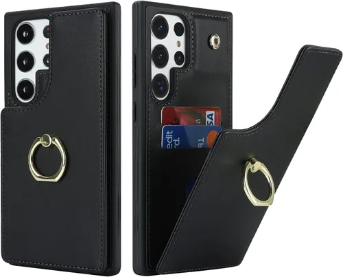 Vista 16 de Lipvina Funda para Samsung Galaxy A03s con tarjetero, Galaxy A03s Funda tipo cartera para mujer, tarjetero de crédito, soporte de anillo, fundas