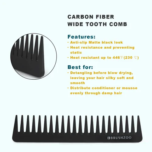 Vista 5 de BRUSHZOO - Juego de cepillos desenredantes para mujeres, hombres y niños, desenredante y masaje de cabello, cepillo de pelo rizado para cabello Negro